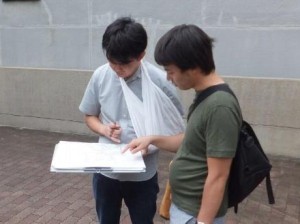 On the left is Mr. Masaki the principal investigator, and on the right is Mr. Inagaki, a collaborator.